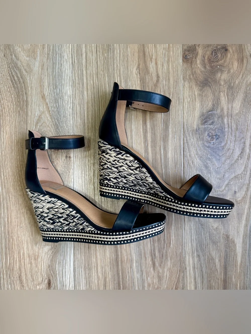 Dolce Vita Hamlet Braided Espadrille Platform Wedge Sandals Black Women’s Size 9